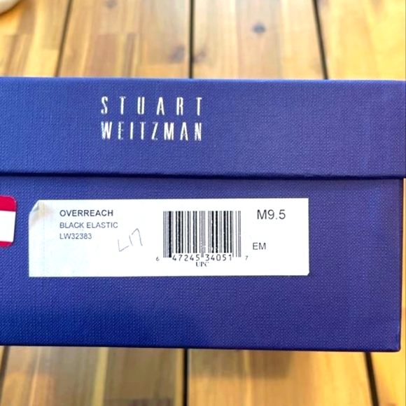 Nib Stuart Weitzman Overreach Black Elastic Leather Sole Womens Sandals Size 9.5